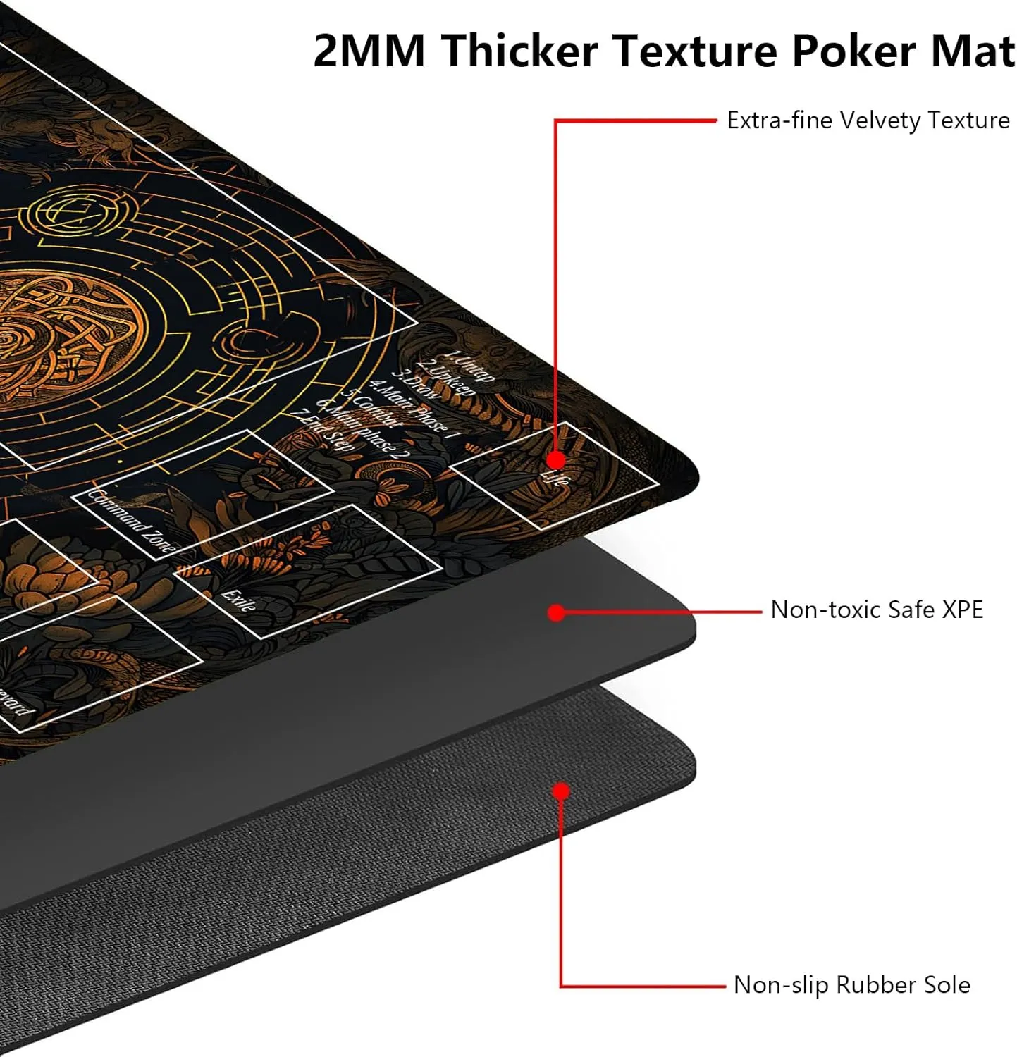 MTG Playmat 24x14 Inches – Magic The Gathering Playmat with Free Storage Bags, Non-Slip TCG Playmat with Rubber Bottom and Stitched Edges, Commander TCG Rollable Card Mat,White Lotus Floating