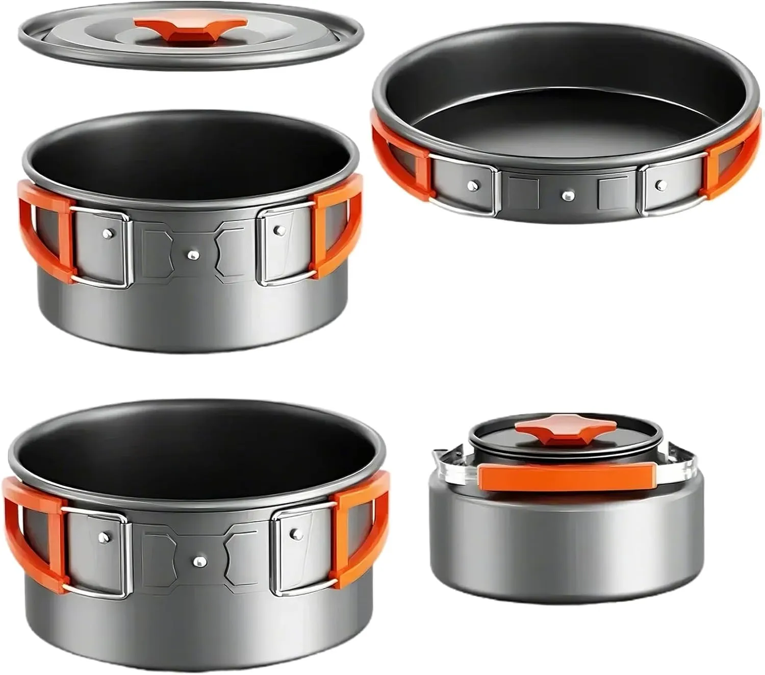 Multifunctional Foldable Cooking Pot Frying Pan and Kettle, Five-in-one Outdoor Set with Storage Bag Pot Pan