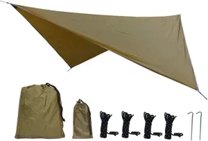 Multifunctional Waterproof Portable Outdoor Camping Tarp Travel Awning Backpacking Tarp Shelter Rain Tarp, Camping Equipment Must Have Easy Installation (#2)