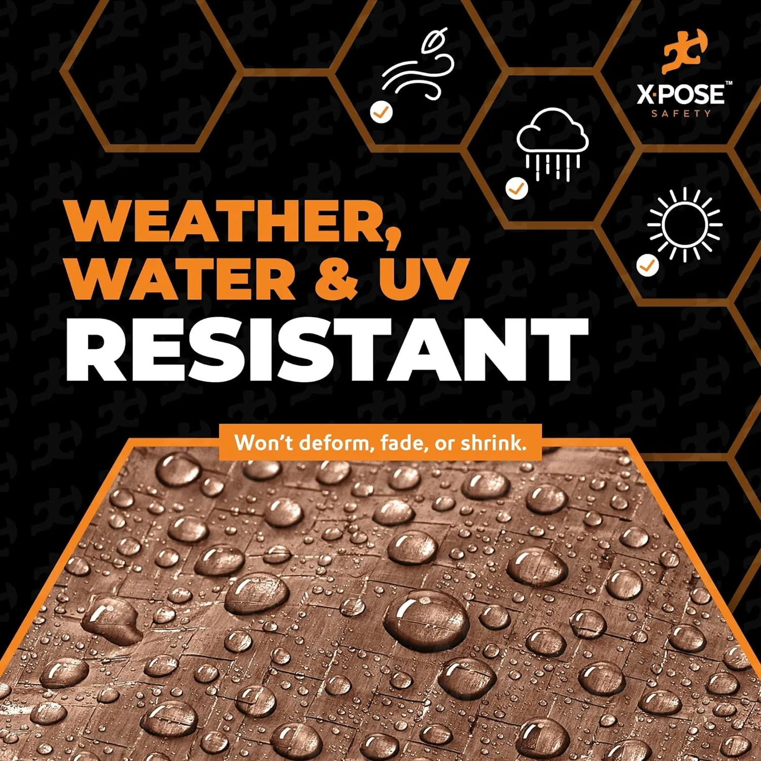 Multipurpose Protective Cover Brown Poly Tarp 12' x 12' - Durable, Water Resistant, Weather Resistant - 5 Mil Thick Polyethylene - by Xpose Safety