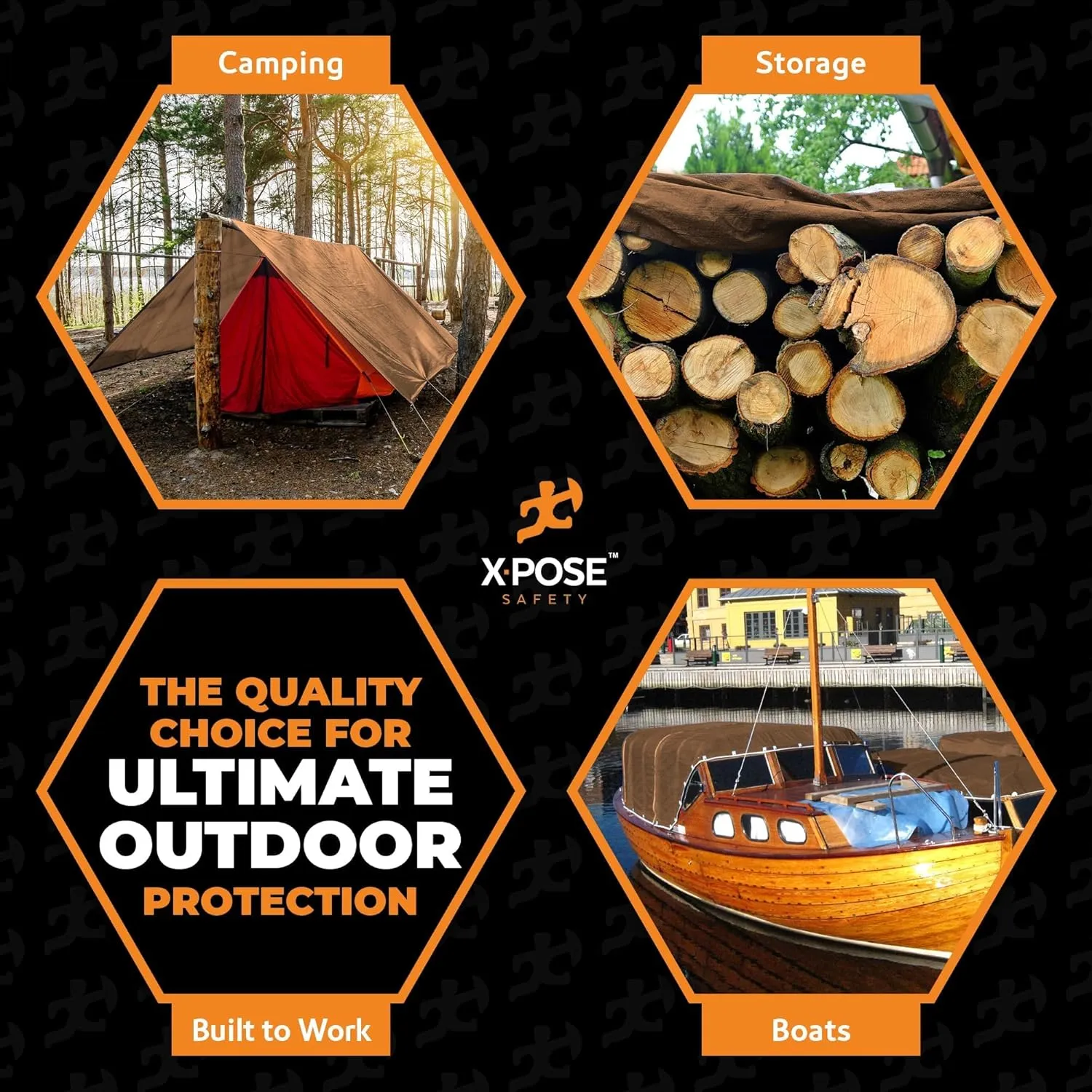 Multipurpose Protective Cover Brown Poly Tarp 6' x 8' (2-Pack) - Durable, Water Resistant, Weather Resistant - 5 Mil Thick Polyethylene - by Xpose Safety