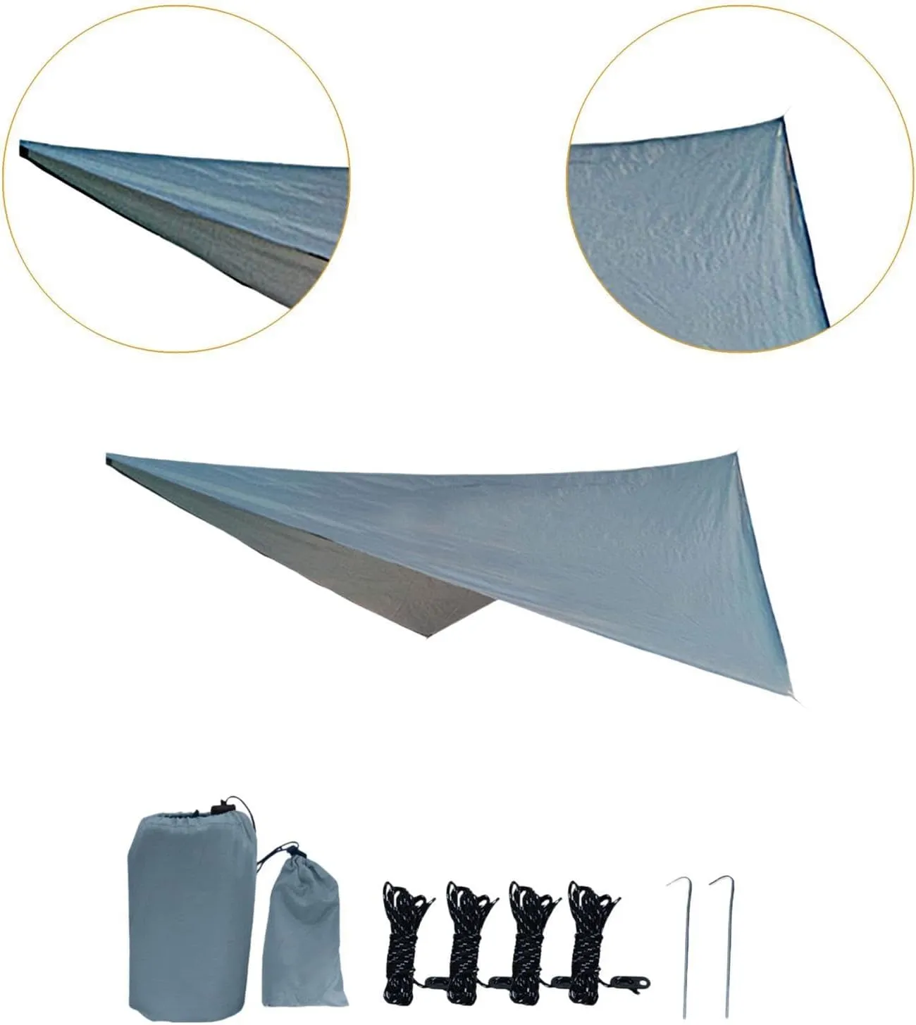 MYCENSE Camping Tarp Hammock Canopy Lightweight Sun Protection Large Tent Tarp Rain Awning for Backyard Outdoor Beach Travel Fishing, Gray