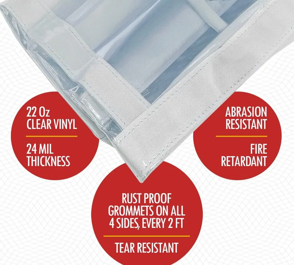 Mytee Products (2 Pack) 10' x 10' Clear Vinyl Tarp, 22oz Vinyl, 24 MIL Thick, Fire Retardant, UV Resistant