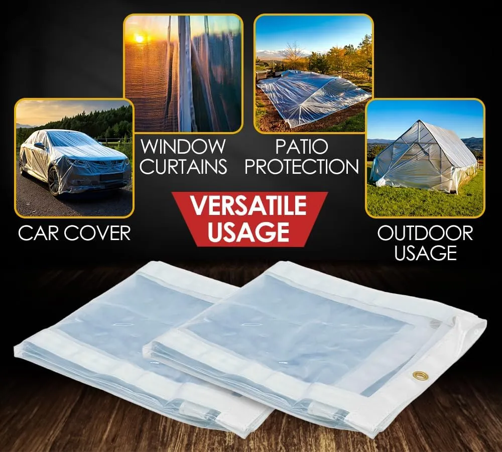 Mytee Products (2 Pack) 10' x 10' Clear Vinyl Tarp, 22oz Vinyl, 24 MIL Thick, Fire Retardant, UV Resistant