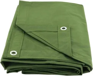 Mytee Products 20' x 30' 12oz Green Canvas Tarp with Grommets - Water Resistant - Heavy Duty Canvas Tarps - Multipurpose Tarpaulin Cover for Canopy Tent, Roof, Camping, Semi Trucks & Cargo