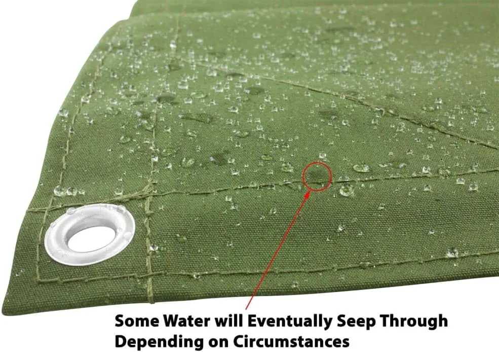 Mytee Products 20' x 30' 12oz Green Canvas Tarp with Grommets - Water Resistant - Heavy Duty Canvas Tarps - Multipurpose Tarpaulin Cover for Canopy Tent, Roof, Camping, Semi Trucks & Cargo