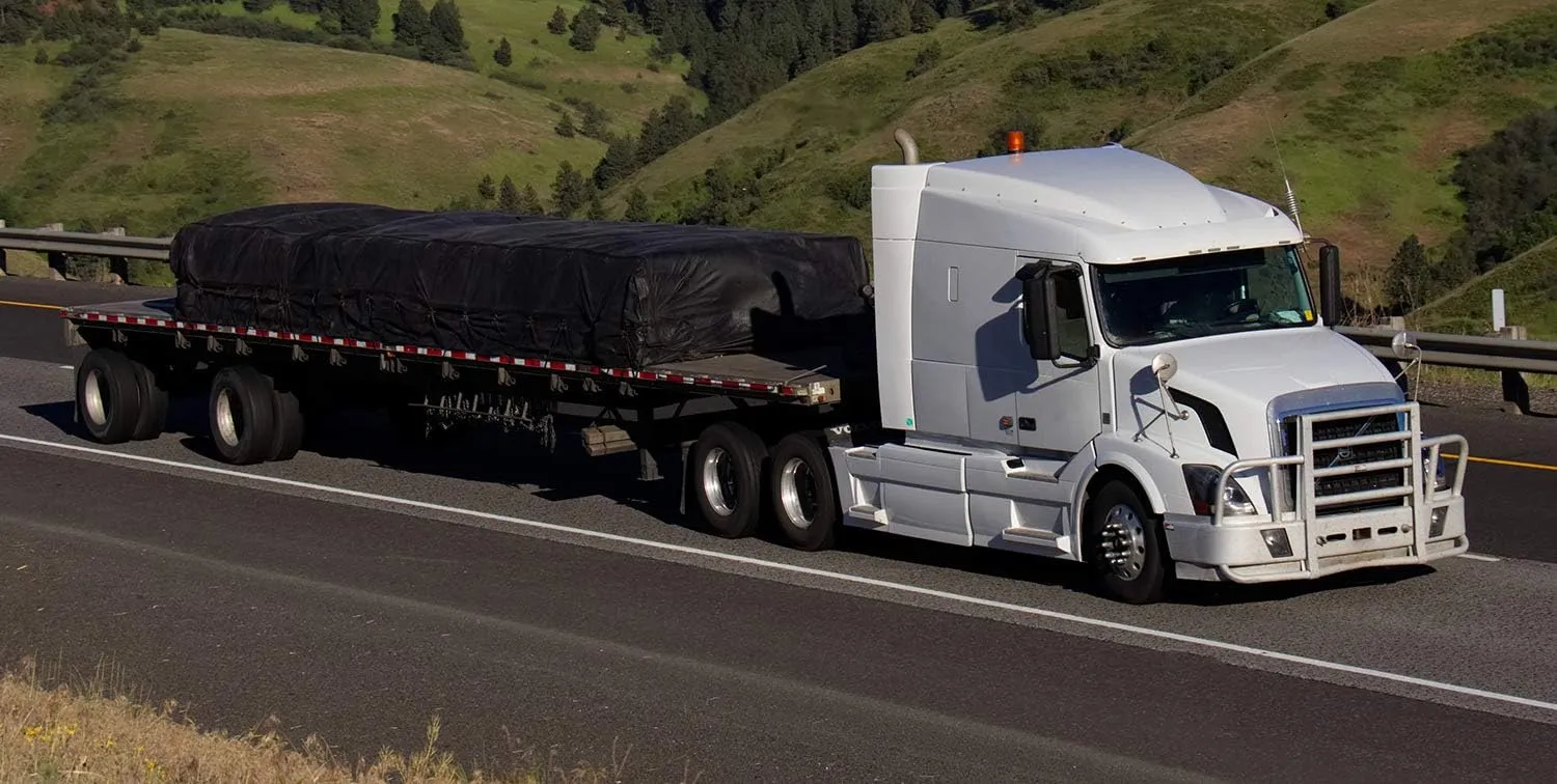 Mytee Products 24' x 18' Flatbed Truck 14 Oz Superlight Lumber Tarp with 8 FT Drop - Black Heavy Duty Vinyl Waterproof Tarp for Trailers to Protect Cargo from Wind, Rain, Snow and Sun