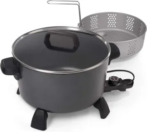 National Presto 10-Quart Kitchen Kettle XL Multi-Cooker, Steamer, Black Deep-Fryer
