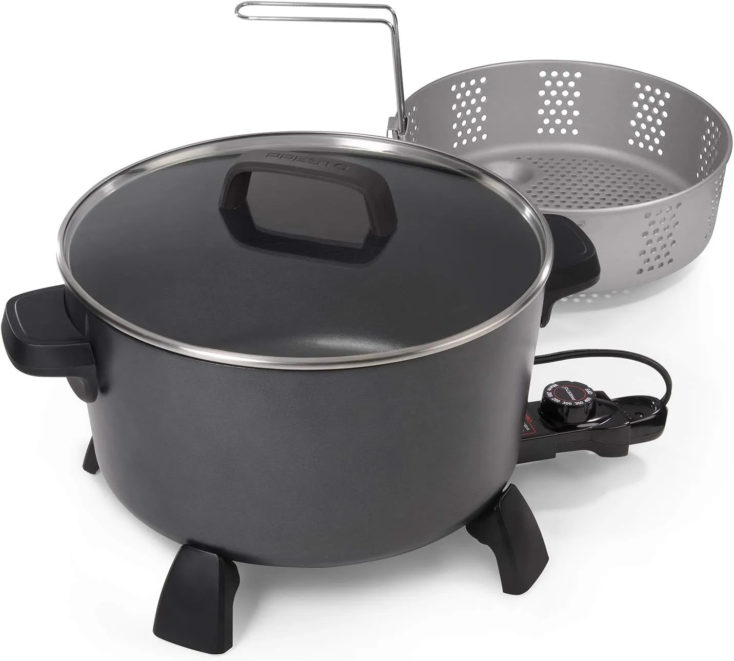 National Presto 10-Quart Kitchen Kettle XL Multi-Cooker, Steamer, Black Deep-Fryer