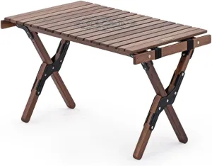 Naturehike Camping Table Folding Table Folding Beach Table with Carry Bag Folding Camping Table for Outdoor Travel Beach, Backyards, BBQ, Party and Picnic Black Walnut Wood