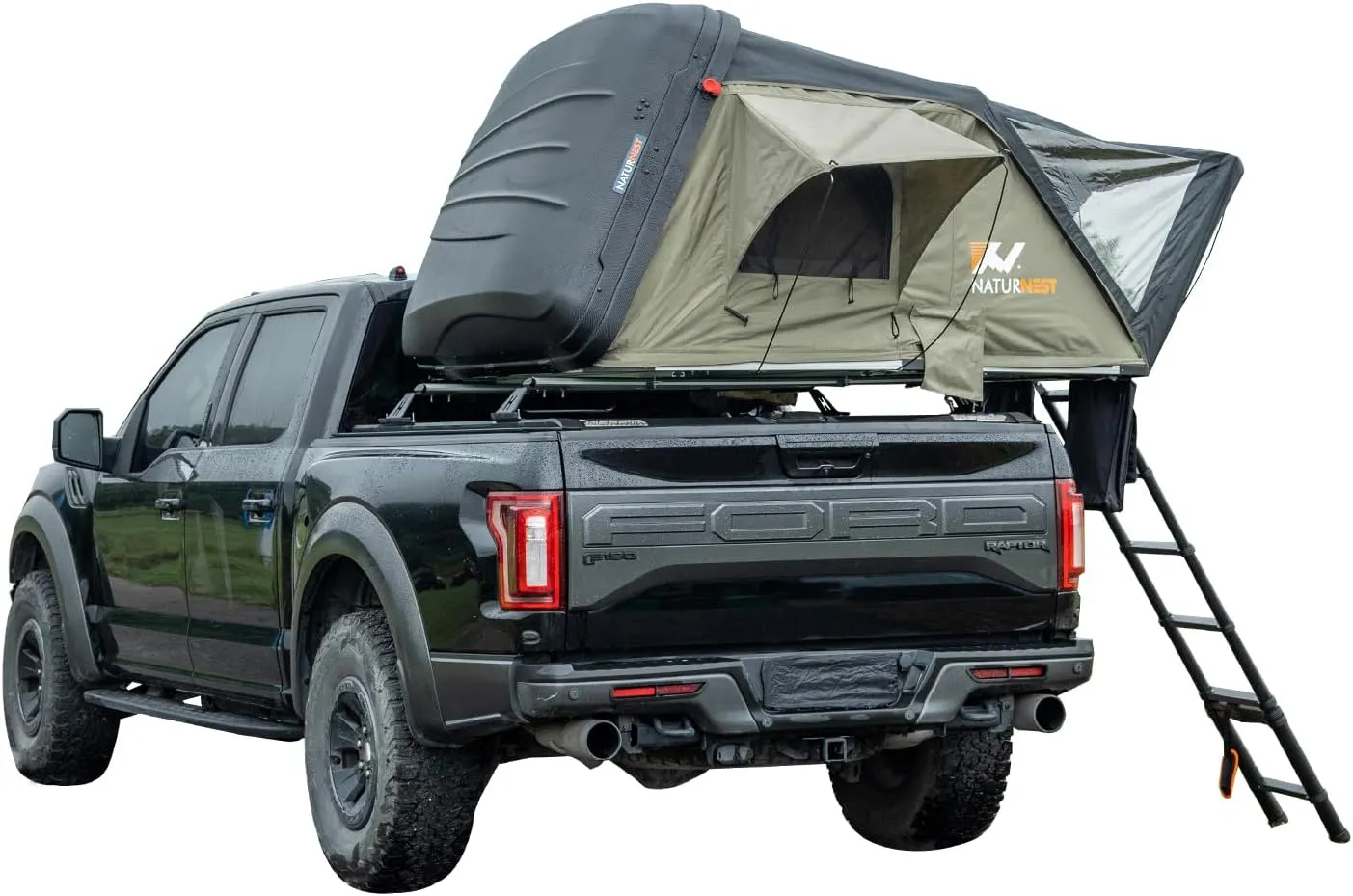 Naturnest Hard Shell Rooftop Tent for Camping, Pop Up Roof Top Tent with Mattress LED Strip Ladder, Nature nest roof top Tent for Jeep SUV Truck Car, 3 People, Waterproof, Outdoor
