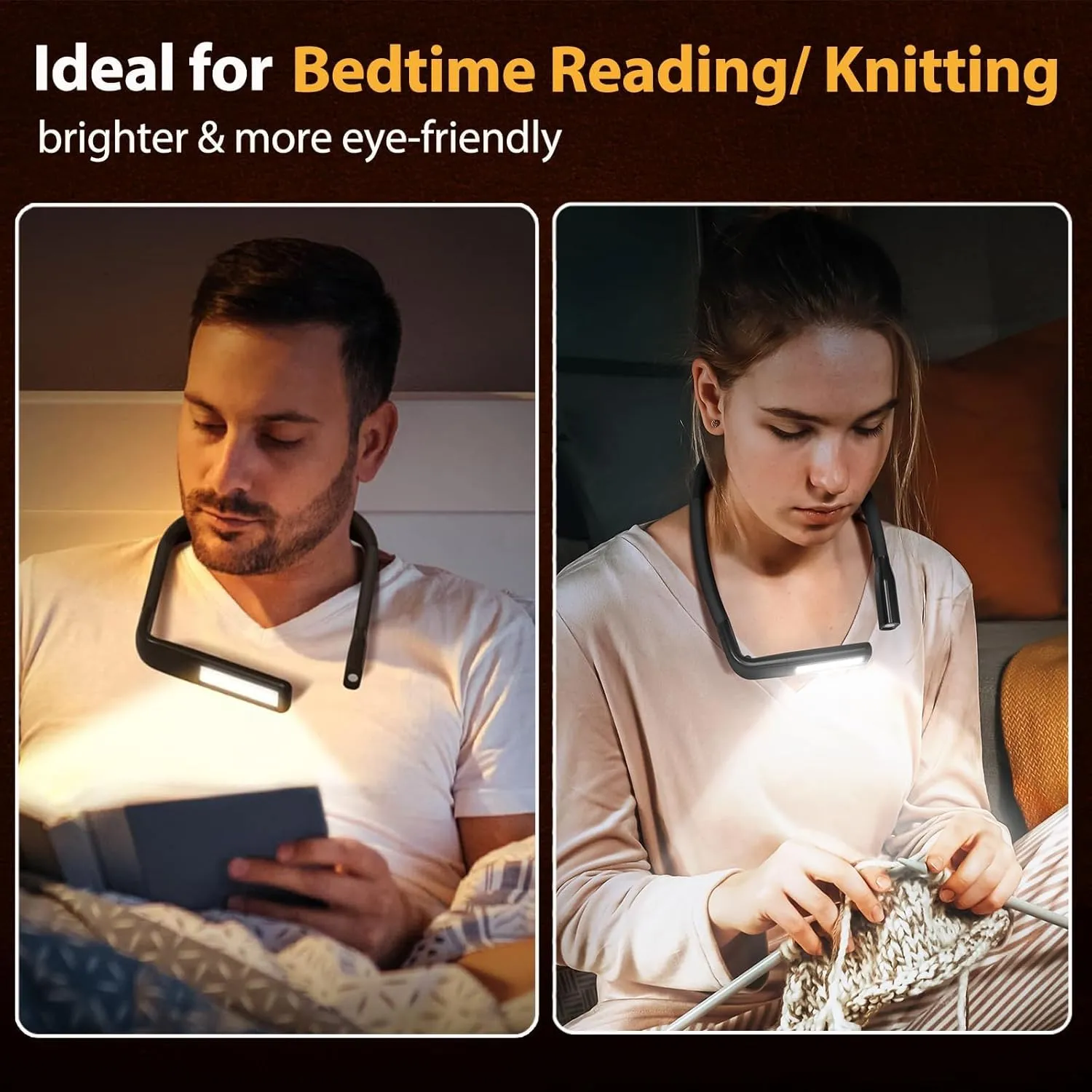 Neck Reading Light Book Lovers Gifts,Rechargeable Book Light for Reading at Night in Bed Reading Accessories, Crochet Accessories Knitting Gifts for Mom Christmas Stocking Stuffers for Men Women