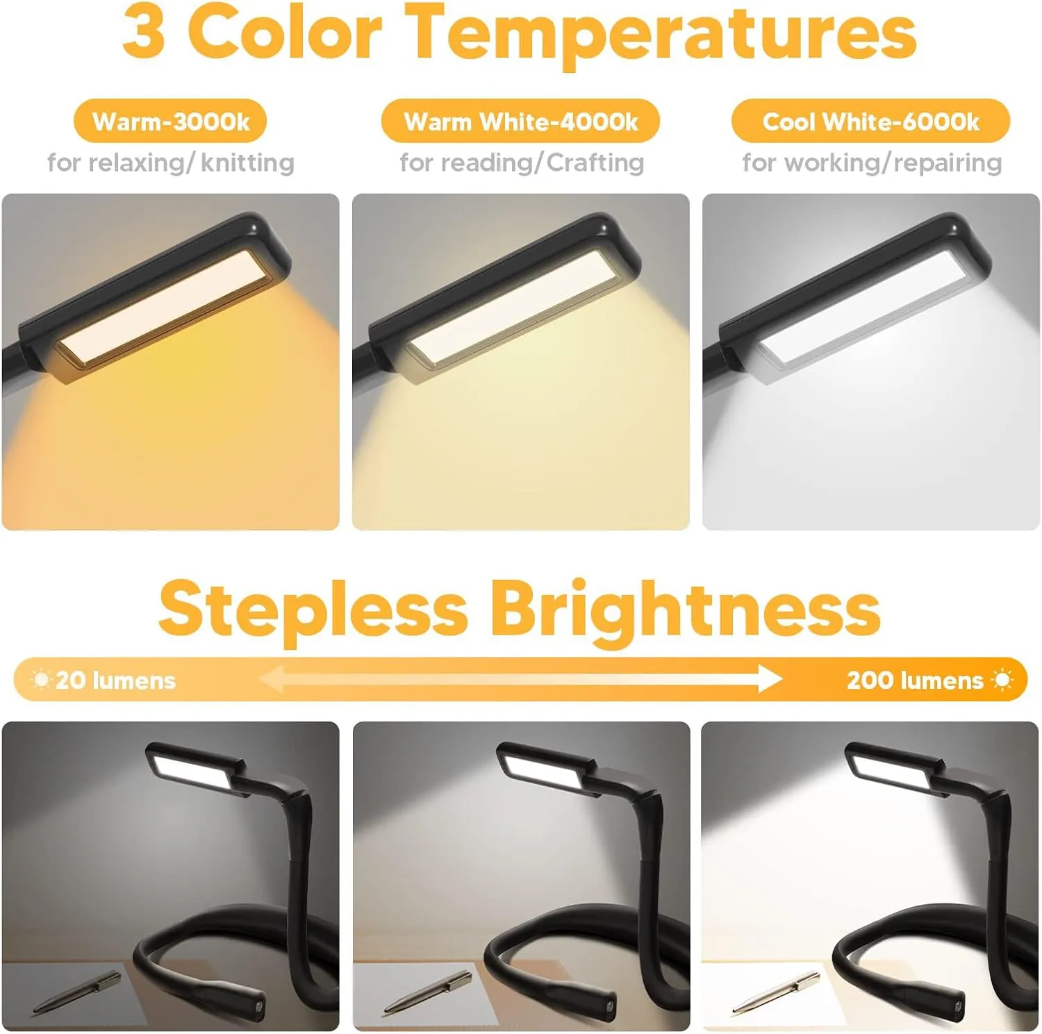 Neck Reading Light Book Lovers Gifts,Rechargeable Book Light for Reading at Night in Bed Reading Accessories, Crochet Accessories Knitting Gifts for Mom Christmas Stocking Stuffers for Men Women