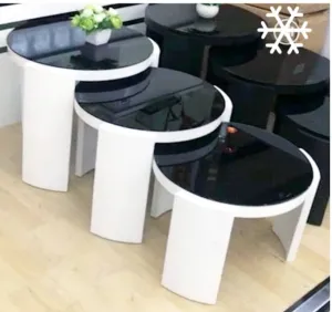 Nest White Glass coffee Center Table (3PIECE)