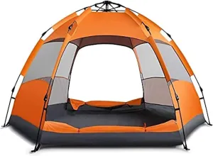 NIEH Camping Tents Shelters Ultra Large Pop Up Camping Tent for 5 to 7 Person | Automatic Opening Hexangular Hydraulic Double Layer Tent | Trekking and Camping