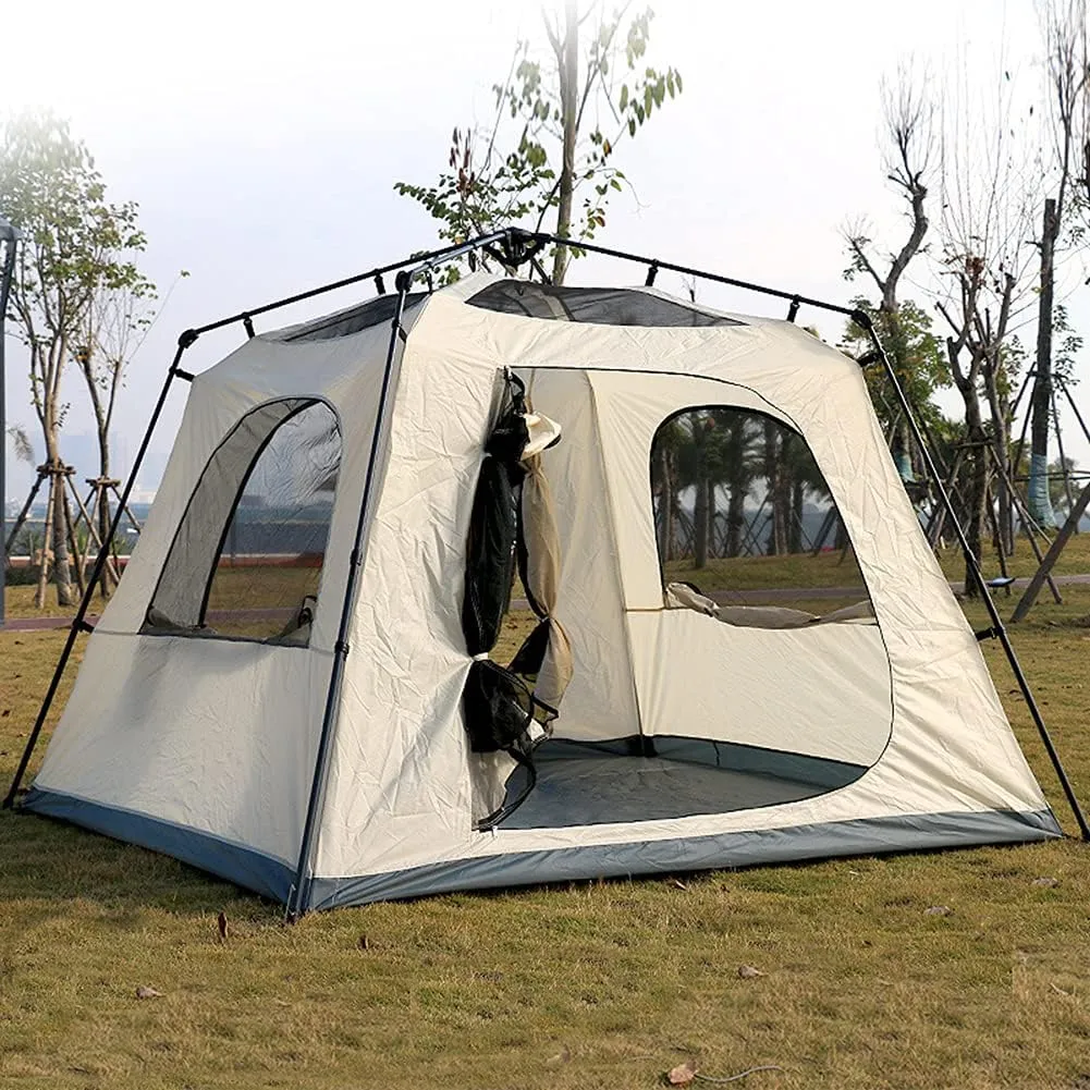 NIEH Pop Up Tents with Porch for Camping Waterproof Instant Tent 3-4 Person Double Layer for Family Automatic Tent Easy Setup for Camping Hiking Mountaineering Beach