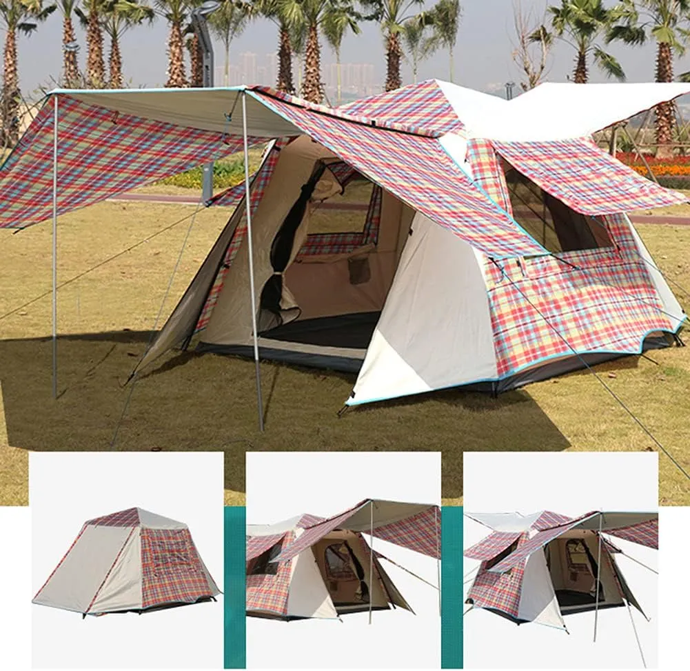 NIEH Pop Up Tents with Porch for Camping Waterproof Instant Tent 3-4 Person Double Layer for Family Automatic Tent Easy Setup for Camping Hiking Mountaineering Beach
