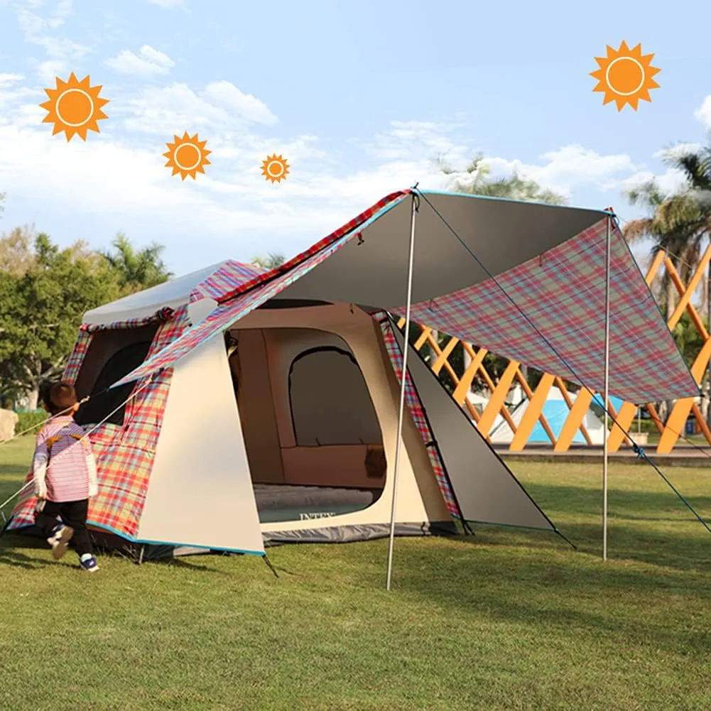 NIEH Pop Up Tents with Porch for Camping Waterproof Instant Tent 3-4 Person Double Layer for Family Automatic Tent Easy Setup for Camping Hiking Mountaineering Beach