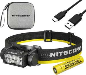 Nitecore HC60 UHE Rechargeable LED Headlamp 1600 Lumens with 3400mAh Batteries & Eco-Sensa Wall Adapter