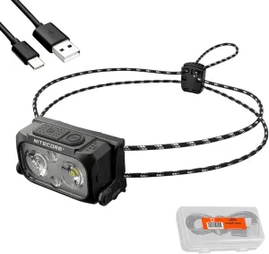 Nitecore NU25 400 UL Ultra Lightweight Headlamp, 400 Lumen USB-C Rechargeable with Lumentac Organizer for Back Packing, Camping and Running (Black)