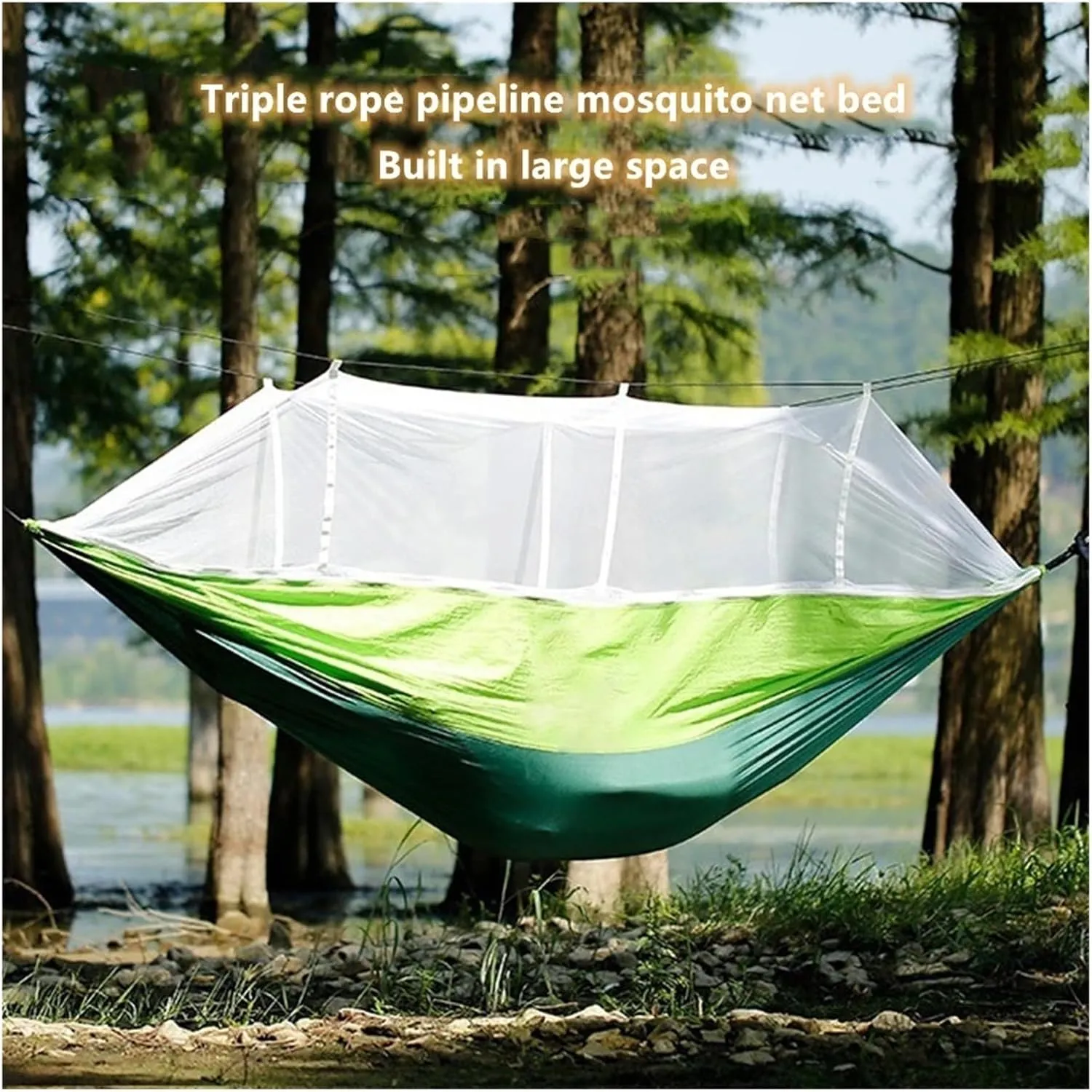 Nylon Parachute Hammock Net Portable Outdoor Camping Leisure Double Mosquito Net Hammocks Garden Travel Tourist Nature Hike Sleeping Hanging Hammock Swing Terrace Hammock(Model 6)