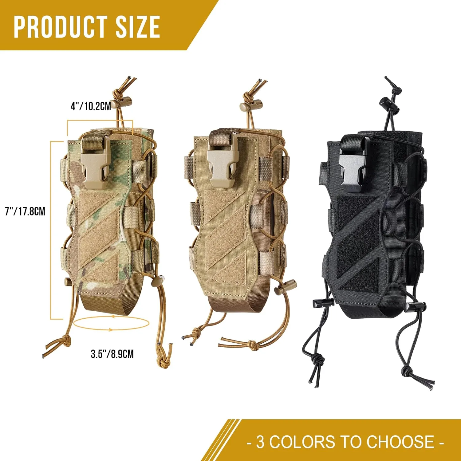 OneTigris Molle Water Bottle Holster, 32oz Adjustable Water Bottle Holder Tactical Water Bottle Pouch Lightweight Kettle Pouch Belt Bottle Carrier Bag with Straps for Outdoor Sports