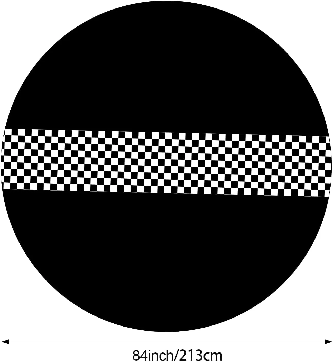 Oudain Cars Birthday Racing Decorations - Round Tablecloth, Checkered Flag Table Covers, Road Plastic Table Cloth, 1950s Disco Dancing Party Tablecloth (Black,6 Pcs)