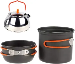 Outdoor 3 pcs Pot Pan Kettle Set Camping Cookware Pot Picnic Set Handle Pan Camping Tableware Tea Kettles for Gas Cooker