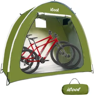 Outdoor Bike Covers Storage Shed Tent, 210D Oxford Thick Waterproof Fabric, Aluminum Alloy Bracket, Neat Tent for 2 Bicycles or Tricycles