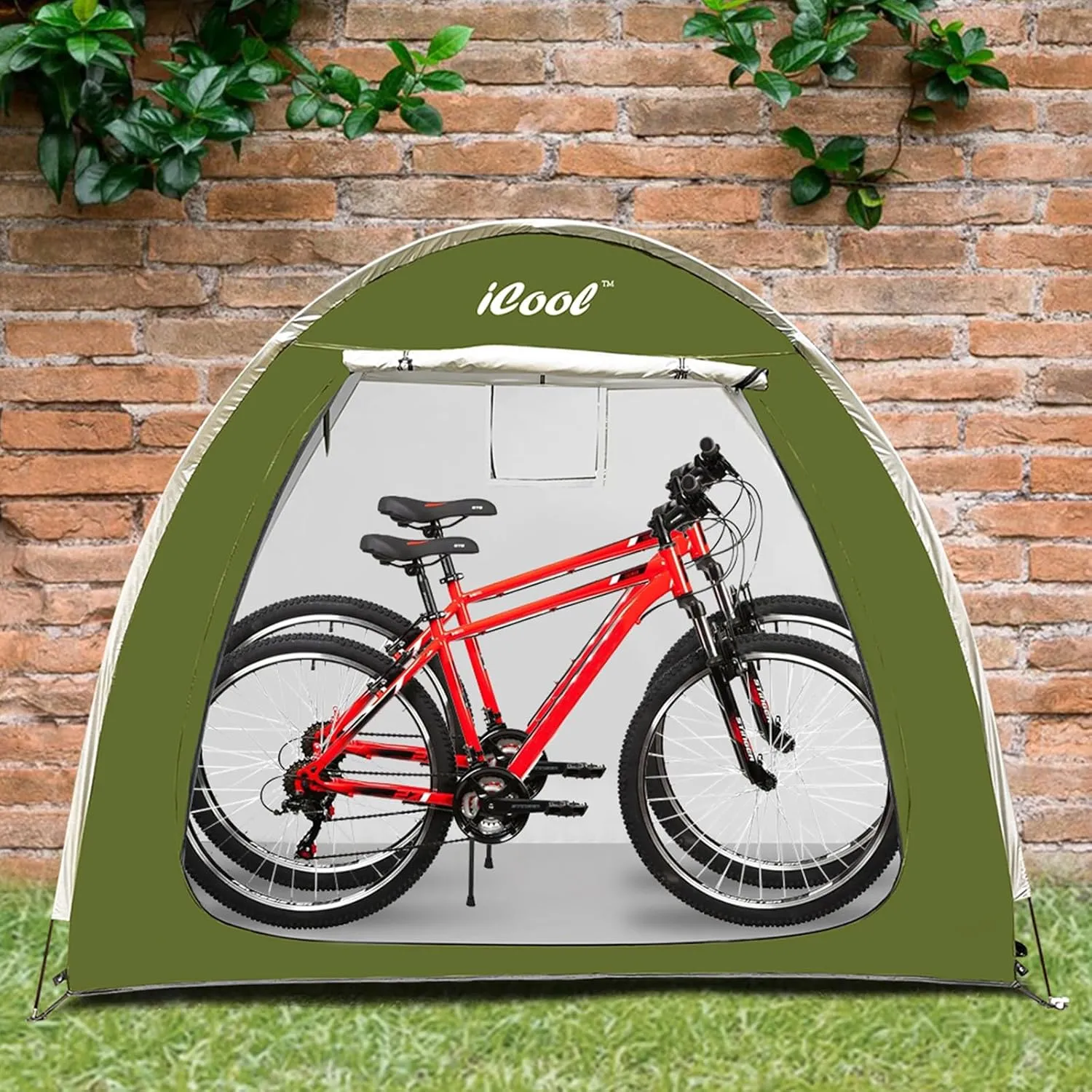 Outdoor Bike Covers Storage Shed Tent, 210D Oxford Thick Waterproof Fabric, Aluminum Alloy Bracket, Neat Tent for 2 Bicycles or Tricycles