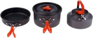 Outdoor Camping Cookware Set for 2-3 People, Weight Non Stick Pot Pan Kettle for Backpacking, Hiking, Emergency Preparedness, High-Temperature & Friction- Aluminium Cookware Set,