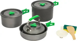 Outdoor Camping Cookware Set for 3-5 Person Lightweight Non Stick Backpacking Cooking Set Compact Pots and Pans Set Camping 4 Piece Survival Cooking Kit for Cooking Hiking Picnics