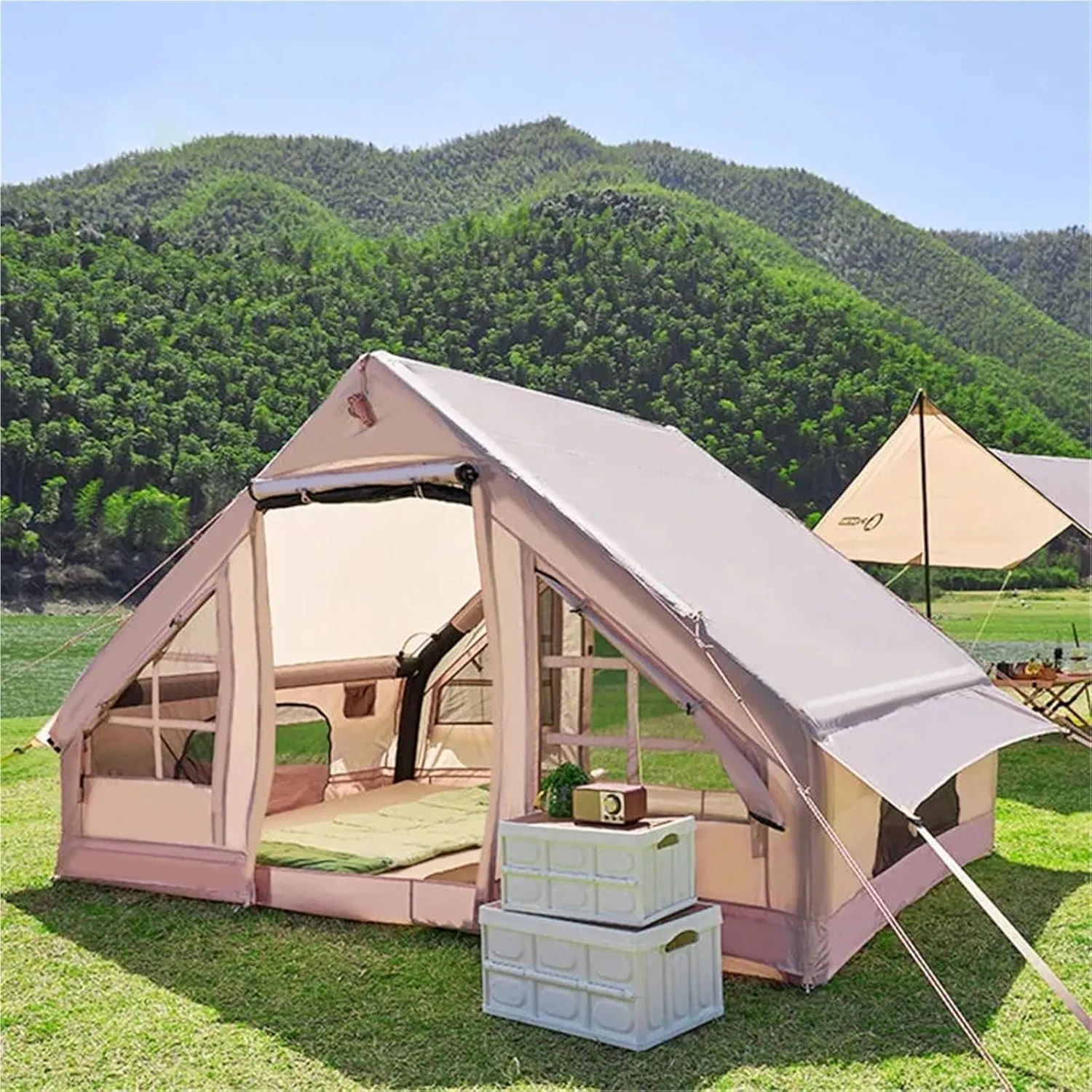 Outdoor Camping Inflatable Tent Thickened Rainproof Tent Camping Oxford Cloth Tent Portable Tent