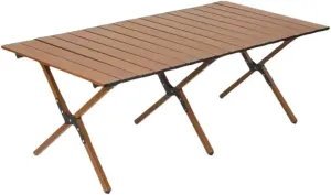Outdoor Camping Table Folding Wood Grain Carbon Steel Egg Roll Portable Bea Table air Tourist Plate Table Camping,10 L