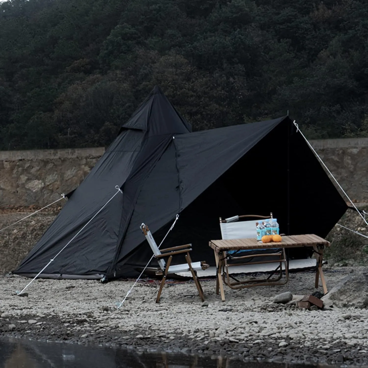 Outdoor Camping Tent, Cotton Canvas Pyramid Bell Tent, Double Layer Family Tent, Perfect for Backpacking, Camping, Hiking, Bushcraft, Travel, Winter Camping