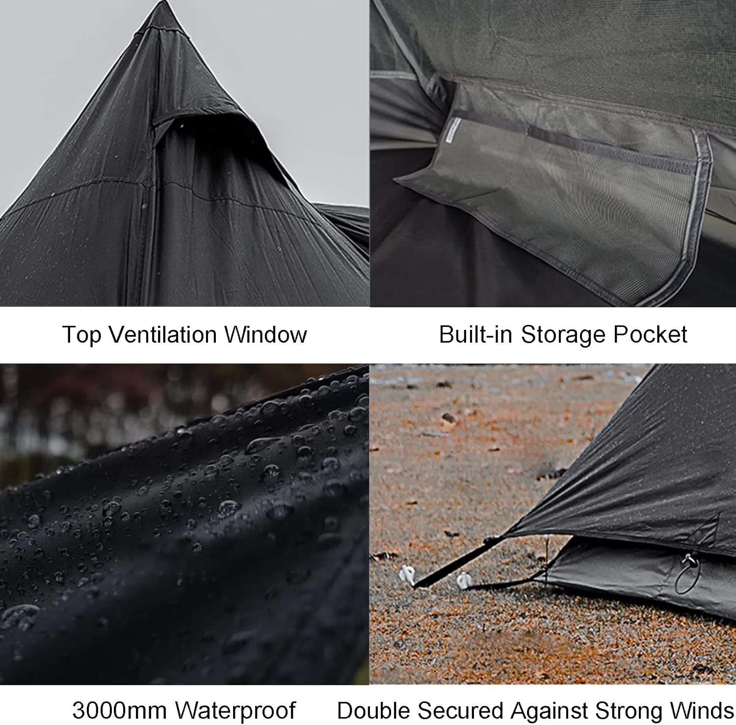 Outdoor Camping Tent, Cotton Canvas Pyramid Bell Tent, Double Layer Family Tent, Perfect for Backpacking, Camping, Hiking, Bushcraft, Travel, Winter Camping