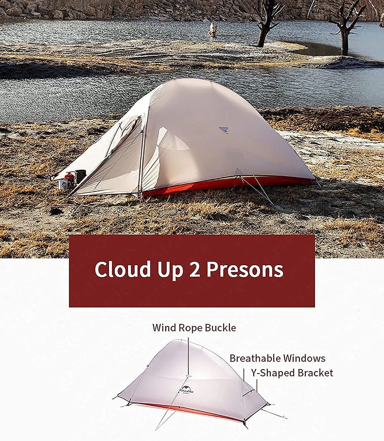 Outdoor Camping Tent,20D Silicone Double-Layer Ultra-Light Portable Aluminum Pole Tent,Thickened Wind Cold Igloo Outdoor Cold and Rain Tent (Grey Single) (Grey Double)