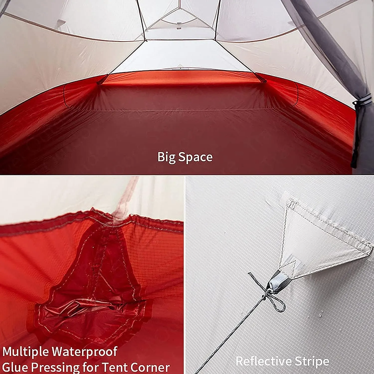 Outdoor Camping Tent,20D Silicone Double-Layer Ultra-Light Portable Aluminum Pole Tent,Thickened Wind Cold Igloo Outdoor Cold and Rain Tent (Grey Single) (Grey Double)