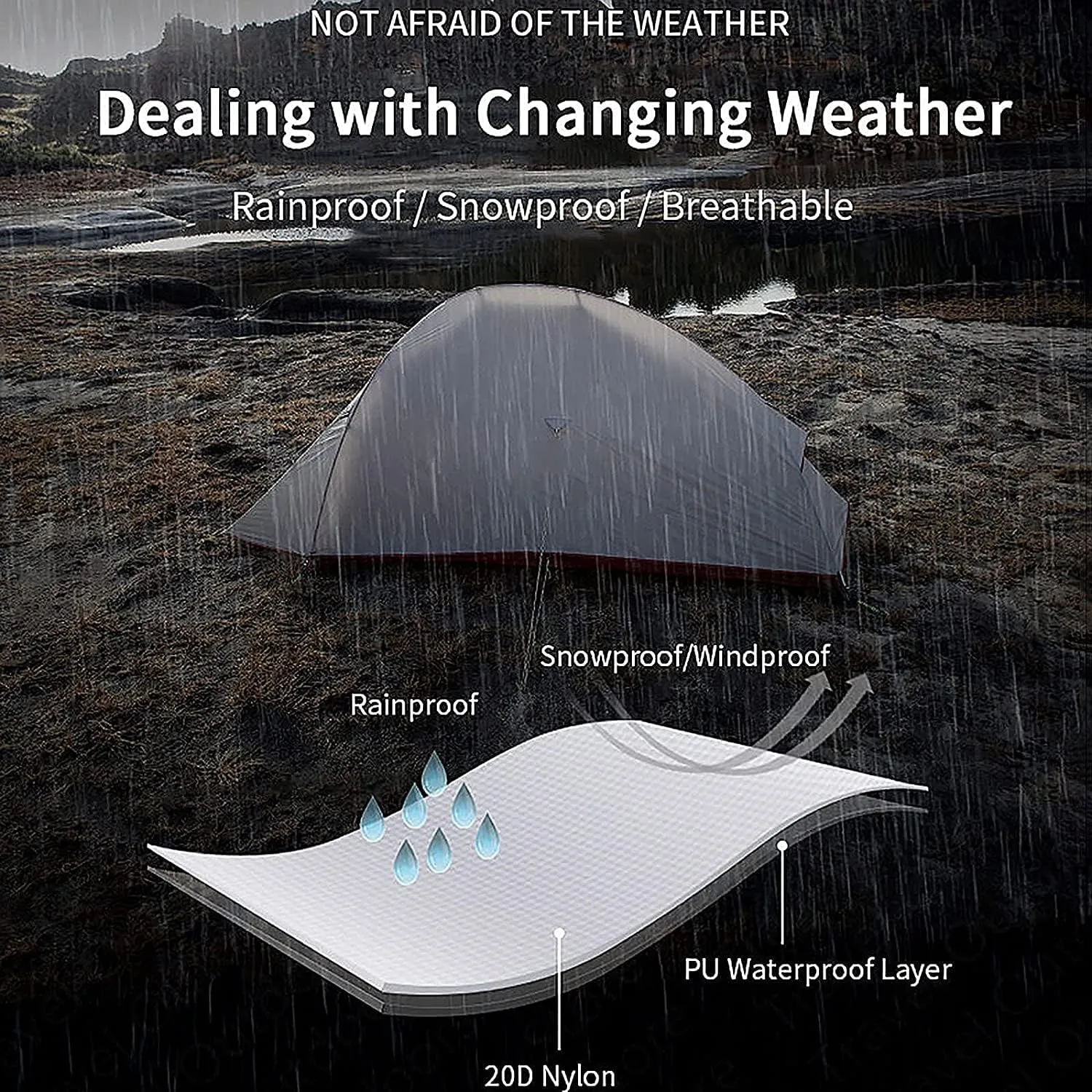 Outdoor Camping Tent,20D Silicone Double-Layer Ultra-Light Portable Aluminum Pole Tent,Thickened Wind Cold Igloo Outdoor Cold and Rain Tent (Grey Single) (Grey Double)