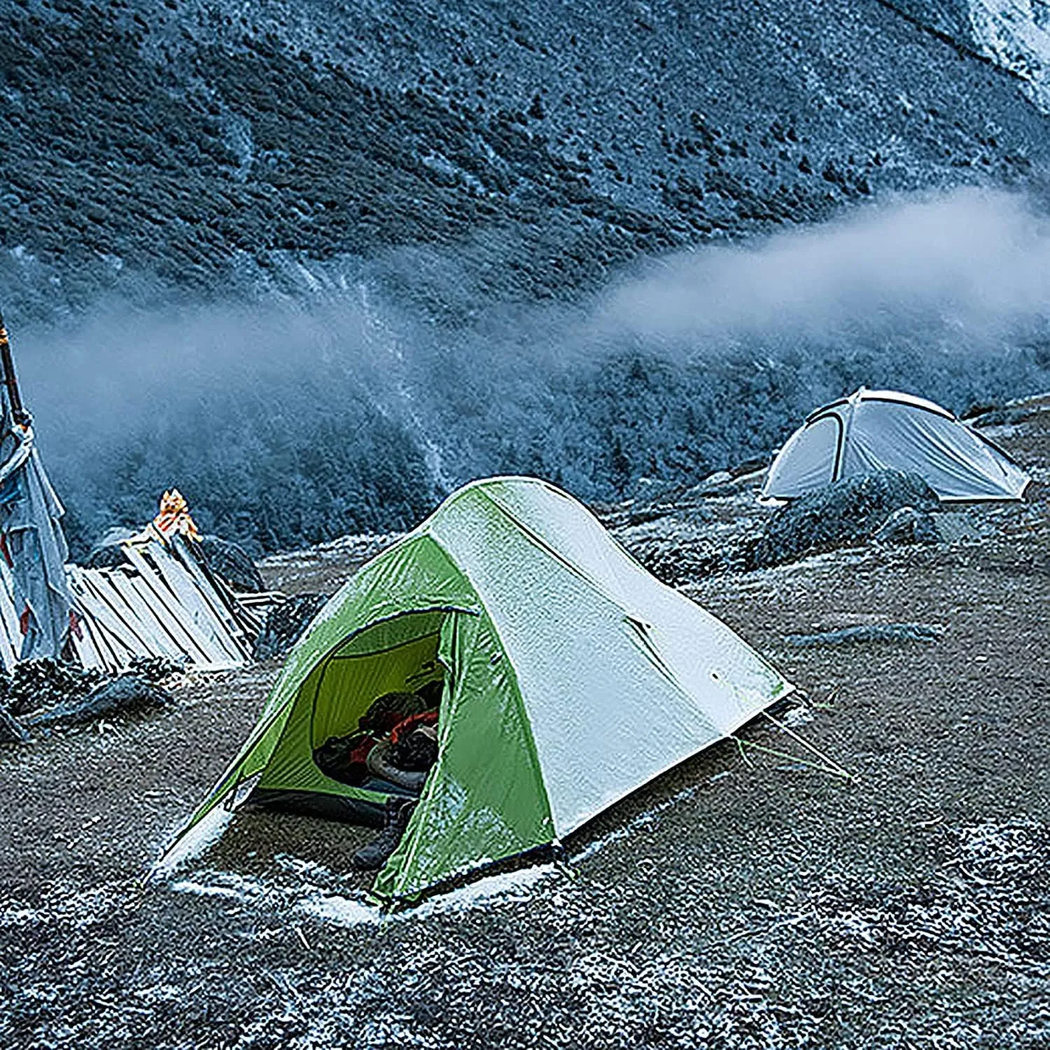 Outdoor Camping Tent,20D Silicone Double-Layer Ultra-Light Portable Aluminum Pole Tent,Thickened Wind Cold Igloo Outdoor Cold and Rain Tent (Grey Single) (Grey Double)