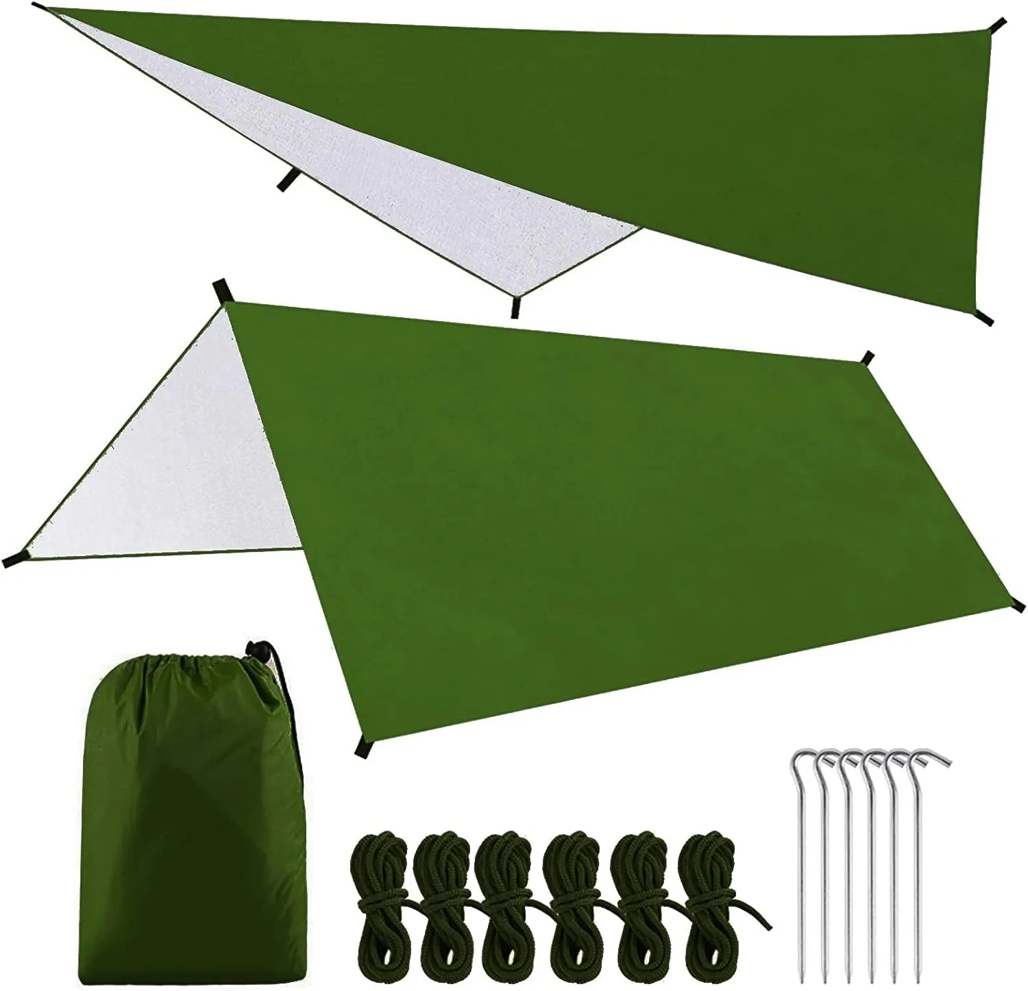 Outdoor Camping Waterproof Tarp Hammock Sunshade Tent Rain Shelter Multifunctional Lightweight Hiking Picnic Tarpaulin Canopy(Color:Black)