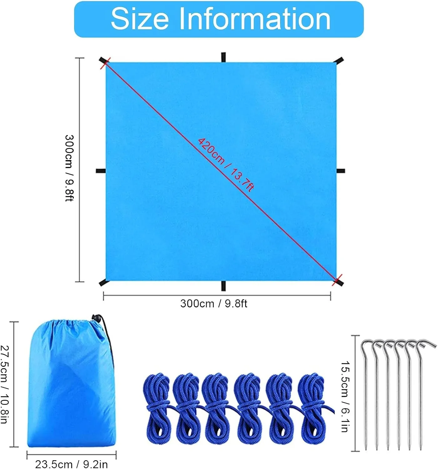 Outdoor Camping Waterproof Tarp Hammock Sunshade Tent Rain Shelter Multifunctional Lightweight Hiking Picnic Tarpaulin Canopy(Color:Black)