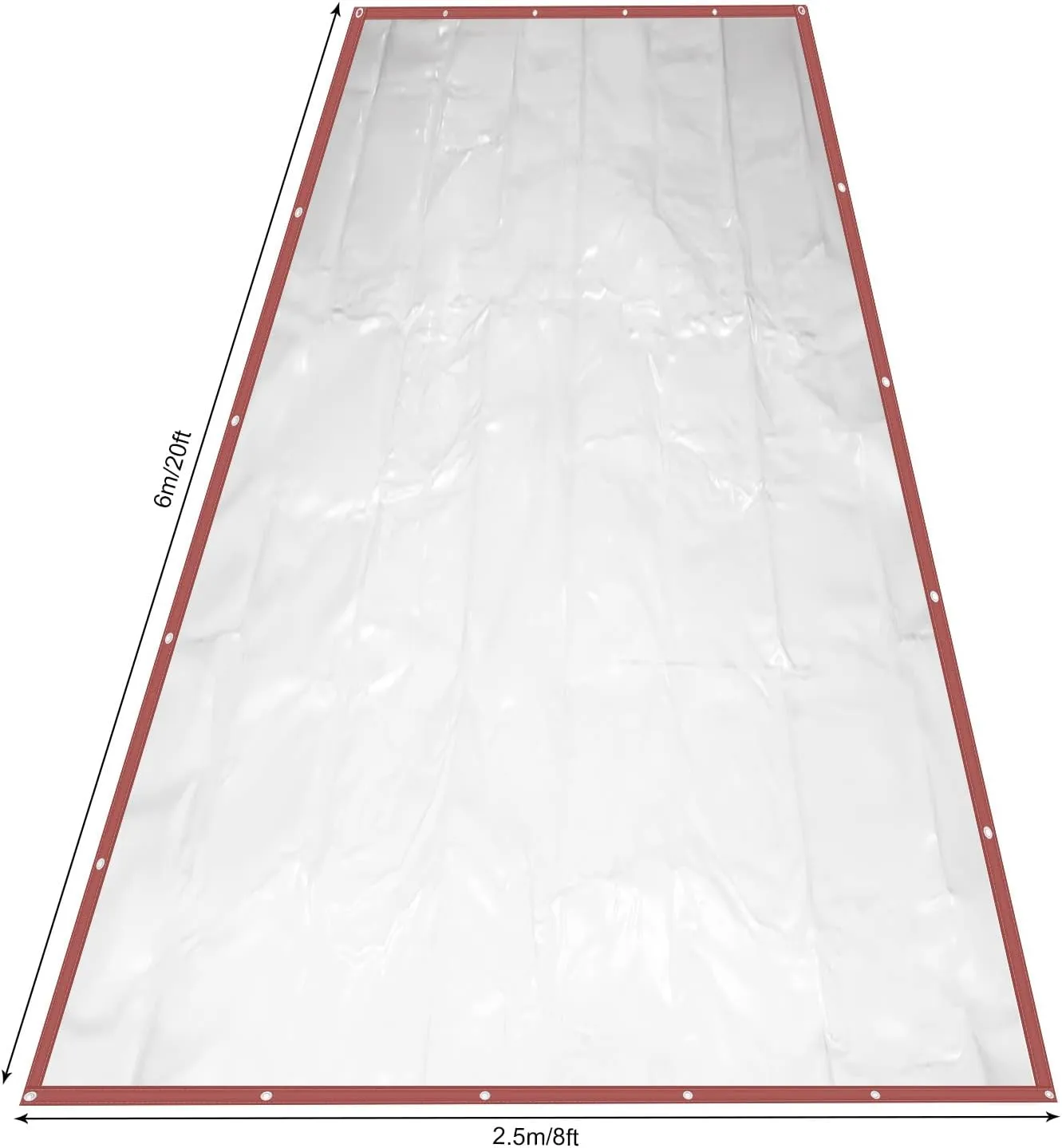 Outdoor Clear Tarp Curtain, Clear Vinyl Tarp for Patio PVC Outdoor Clear Tarp Waterproof Curtain Rain Shade Covers for Porch Patio Deck, 0.5mm Thickness (Coffee, 8 x 20Ft)