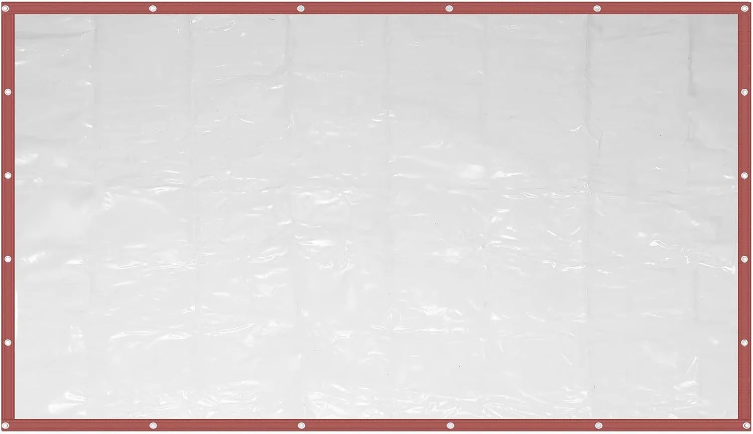 Outdoor Clear Tarp Curtain, Clear Vinyl Tarp for Patio PVC Outdoor Clear Tarp Waterproof Curtain Rain Shade Covers for Porch Patio Deck, 0.5mm Thickness (Coffee, 8 x 20Ft)