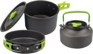 Outdoor Cooking Utensils Teapot Set Pot Set, 2-3 People Camping Pot Set Portable Camping Tableware Equipment, Frying Pan and Cooking Pot All-in-one Outdoor Set