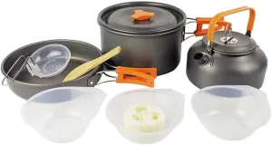 Outdoor Cookware Kit Camping Cookware Set Picnic Cookware Kit Camping Hiking Cookware Set Outdoor Portable Picnic Cookware Kit Alumina Pot Frying Pan Set Travel Cooking Accessory