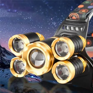 Outdoor Cycling Bicycle 80000LM 5-LED Zoom LED Rechargeable 18650 Headlamp Head Light Torch Charger