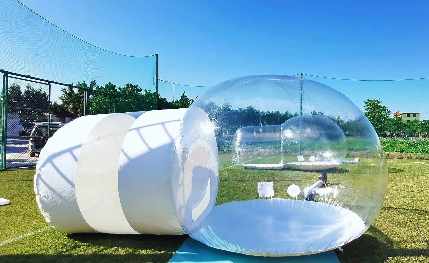 Outdoor Inflatable Bubble Camping Tent,Camping Tent Transparent,Clear Dome Camping Cabin with Quiet Air Blower for Indoor/Outdoor Family Backyard