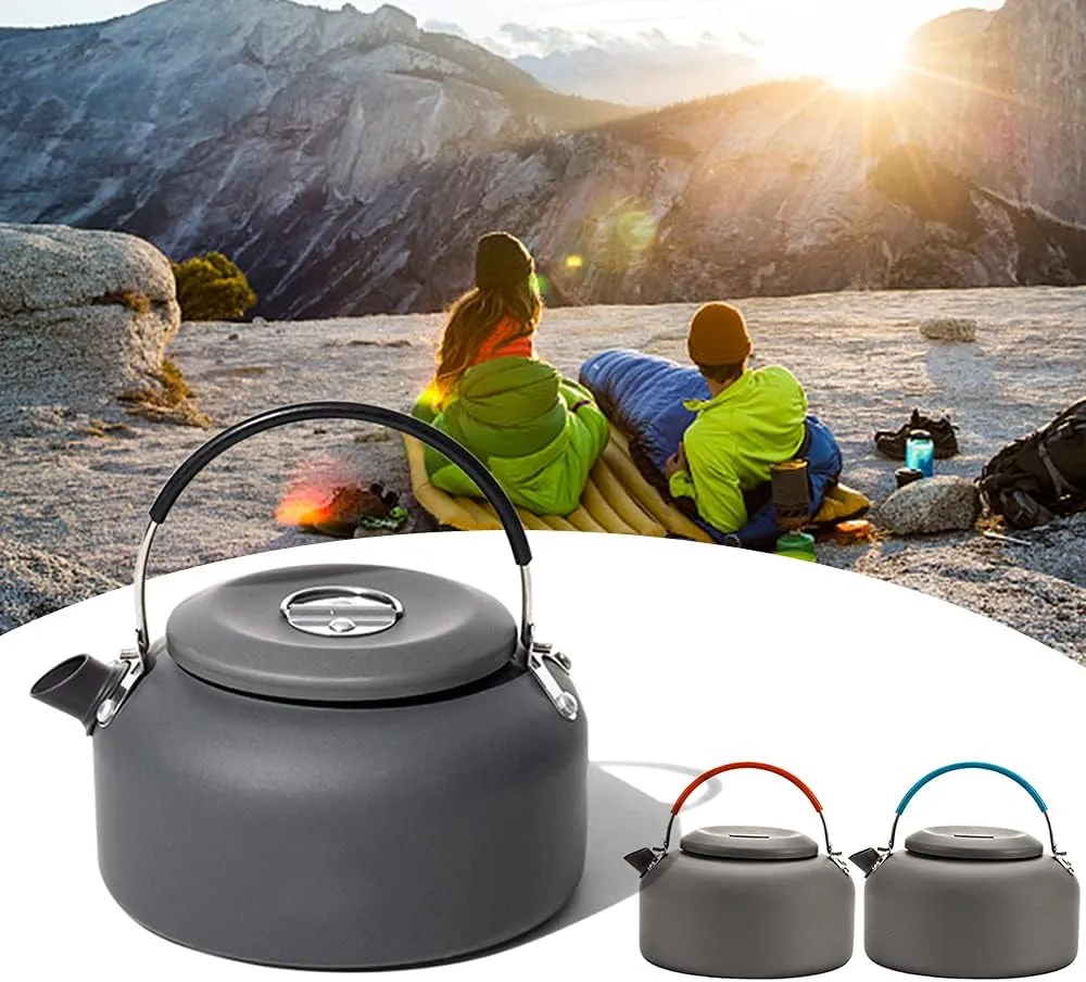 Outdoor Kettle 0.8L/1.4L Outdoor Lightweight Aluminum Teapot Kettle Coffee Pot for Camping Hiking Backpacking (0.8L)