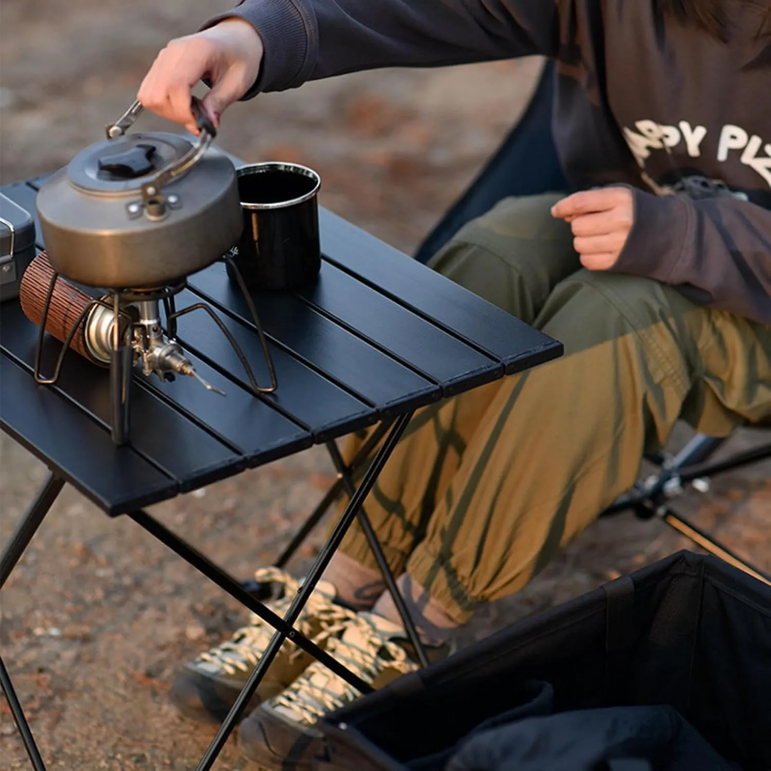 Outdoor Portable Camping Table Ultralight Aluminum Beach Table with Storage Bag Folding Camp Table for Camping Hiking Backpacking Outdoor Picnic Travel Equipment,C